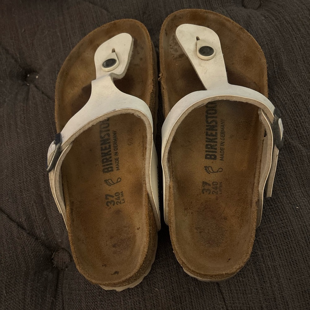Birkenstock White and Brown Sandals